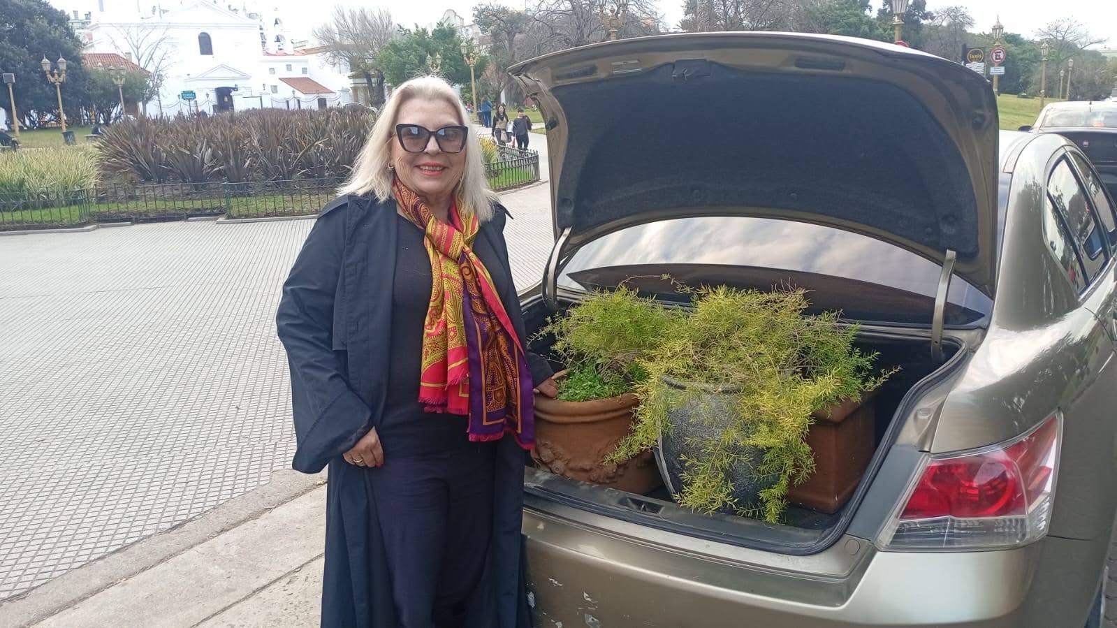 Elisa Carrió contó que ”cirujeó” tres macetas de un volquete en Recoleta
