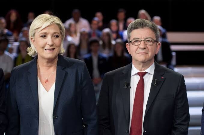 Una encuesta ubica a Marine Le Pen y Jean-Luc Mélenchon al frente de la carrera presidencial en Francia